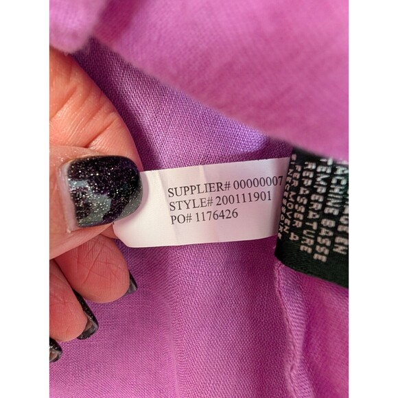 Lauren Ralph Lauren LRL Top Blouse Women Purple Ruffle Button Up Linen Career M - Picture 6 of 10